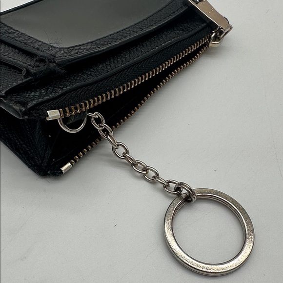 Coach Mini Skinny Cross Grain Leather ID Case Zip Top Closure Attached Key Ring - Picture 4 of 7
